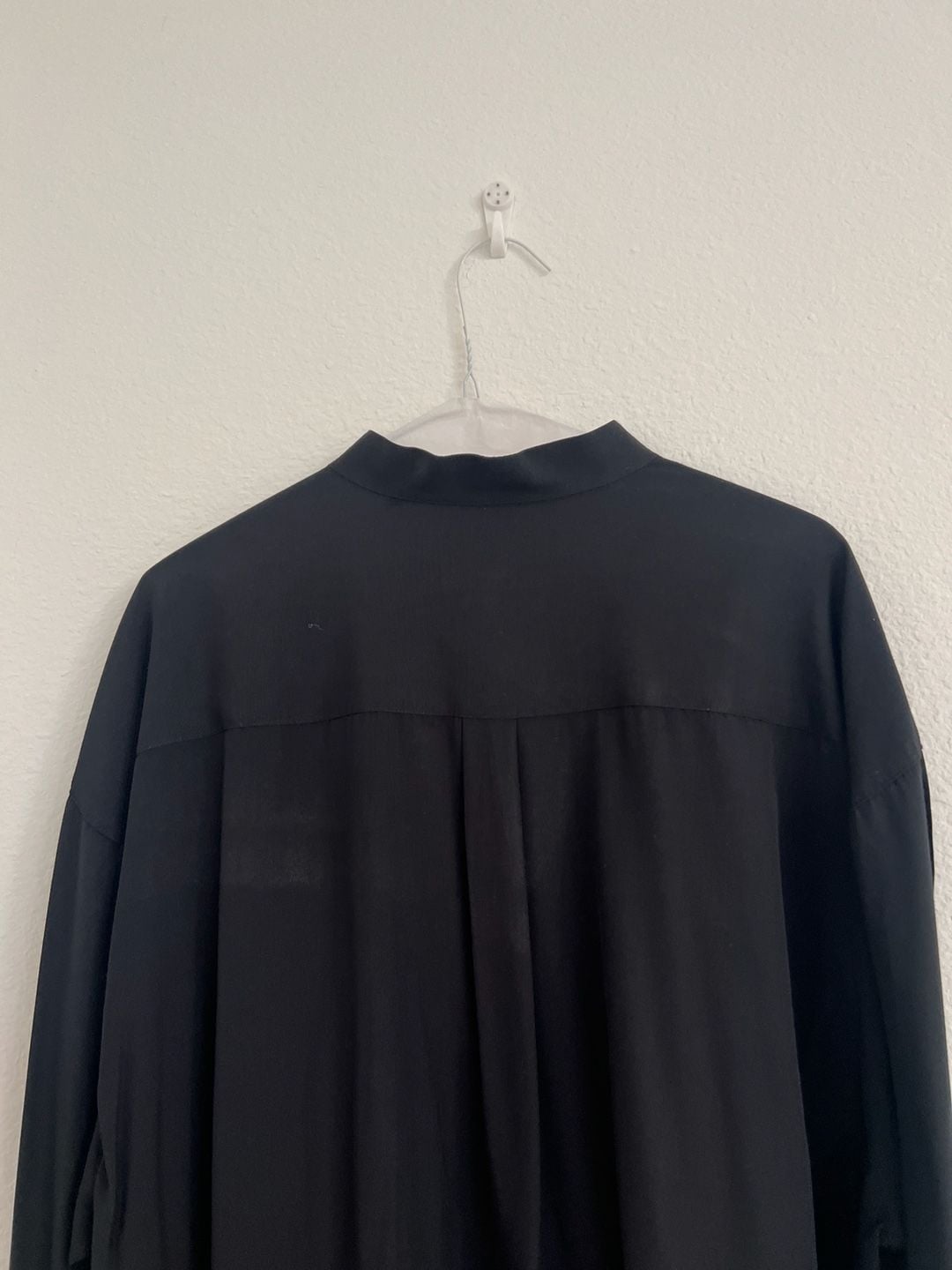 Domani Collection Black Band Collar Rayon Blend Button Down Shirt 10