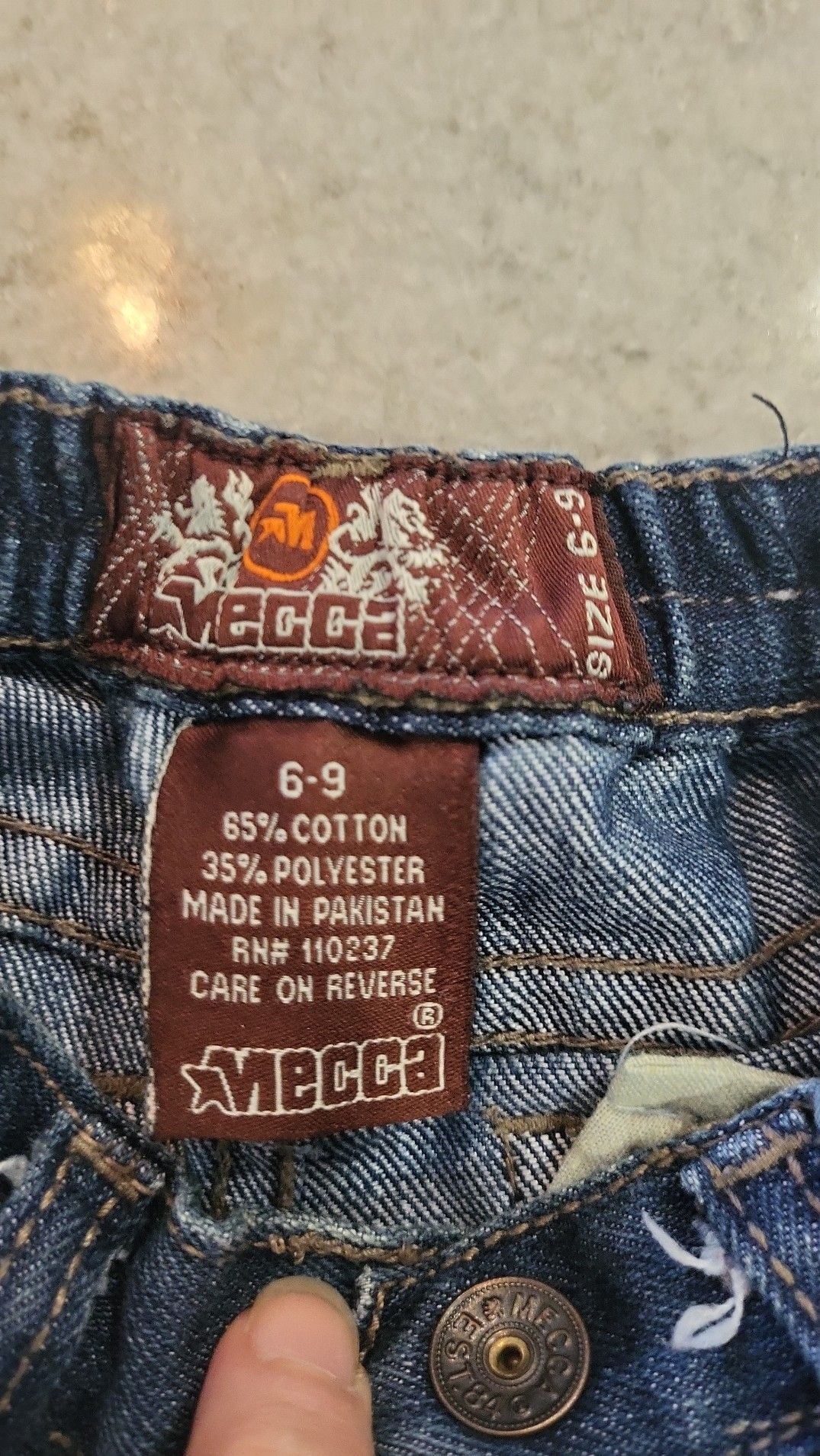 Vintage Mecca Baby Boys Denim Jeans Size 6-9 Months Embroidered Back Pockets 4