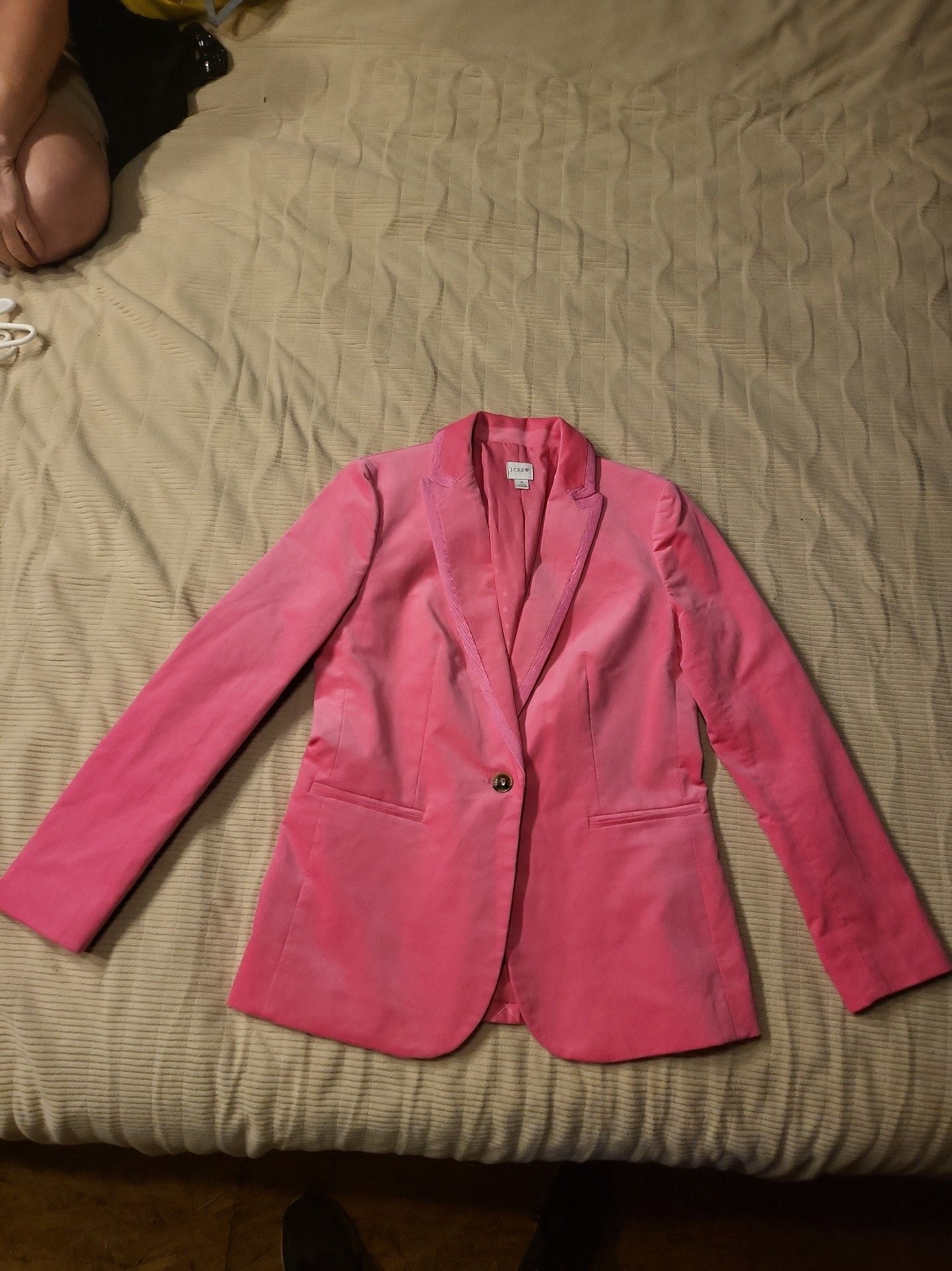 J.Crew Women's Pink Cotton Velvet Parke Blazer Jacket Size 4 2