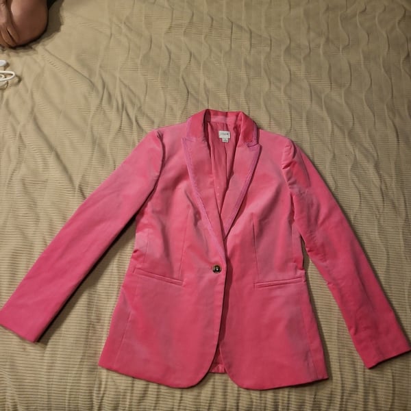 J.Crew Women's Pink Cotton Velvet Parke Blazer Jacket Size 4