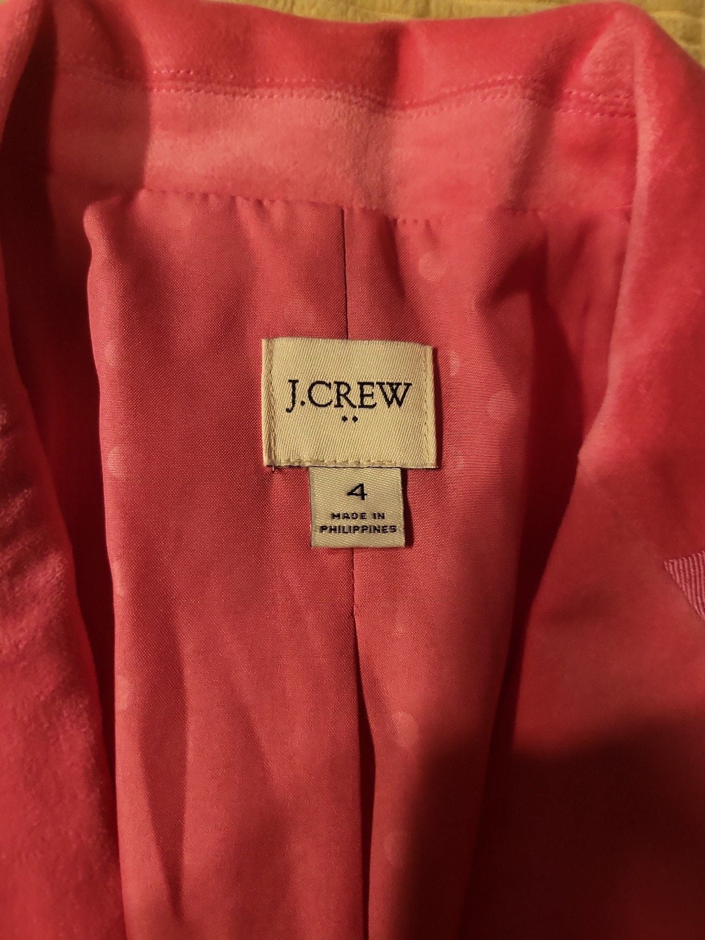 J.Crew Women's Pink Cotton Velvet Parke Blazer Jacket Size 4 3