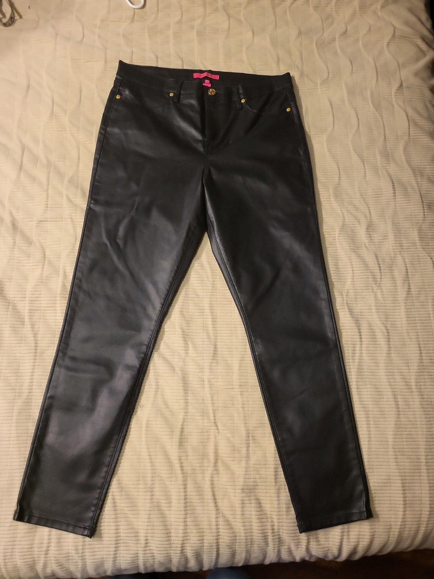 Lilly Pulitzer Eagan High Rise Stretch Coated Denim Jeans in Black Size 14 2