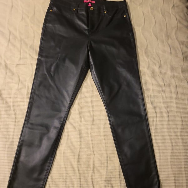 Lilly Pulitzer Eagan High Rise Stretch Coated Denim Jeans in Black Size 14