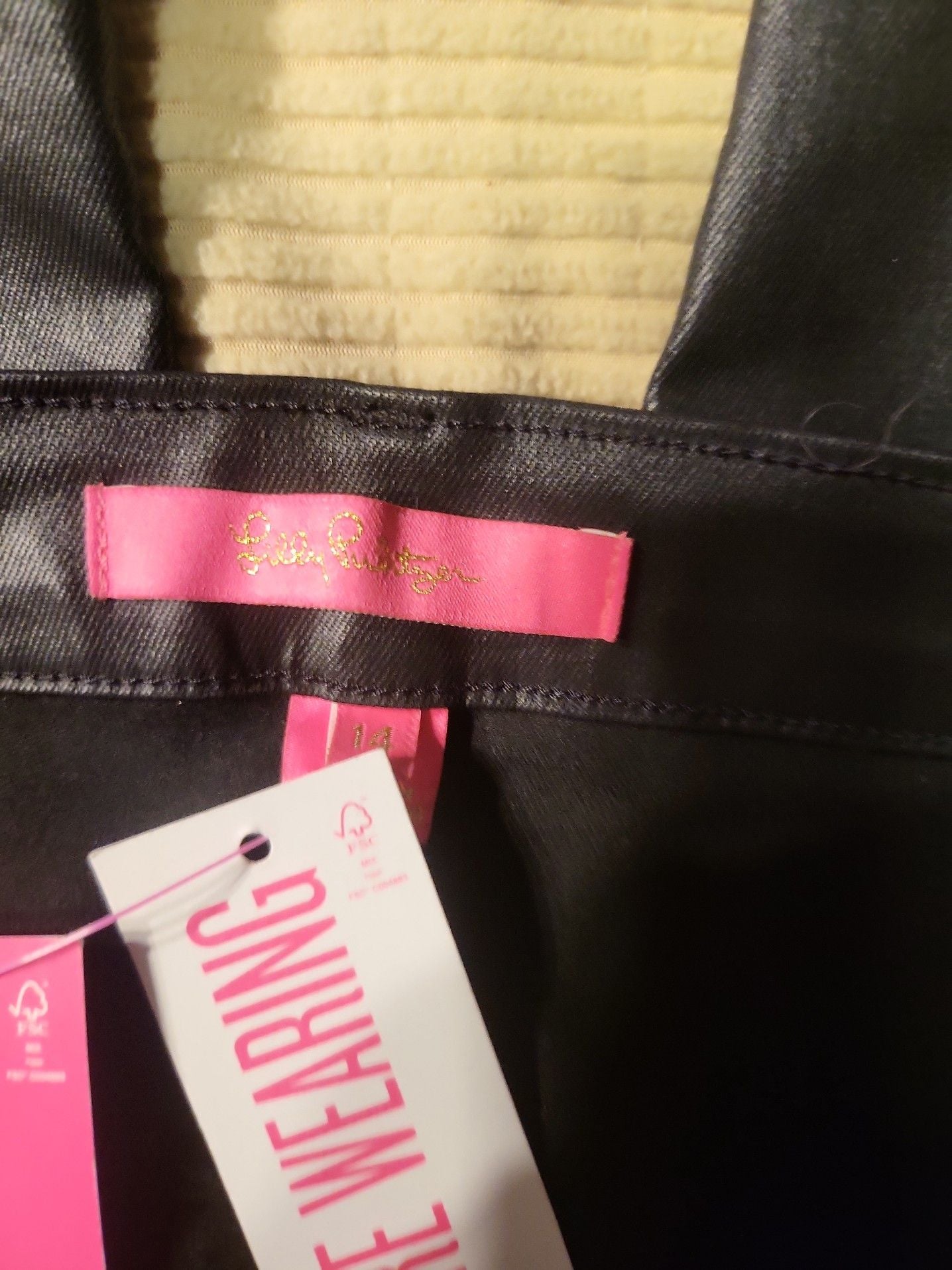 Lilly Pulitzer Eagan High Rise Stretch Coated Denim Jeans in Black Size 14 4