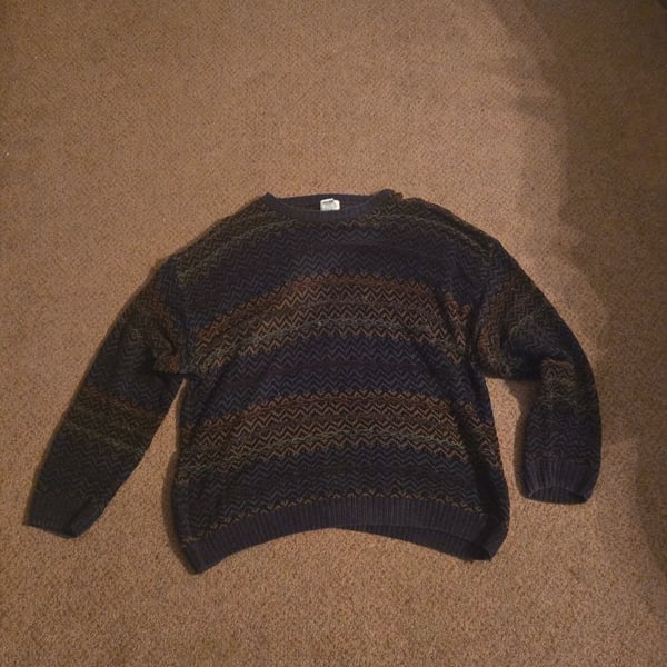 Vintage Geoffrey Beene XXL Geometric Zig Zag Knit Grandpa Sweater
