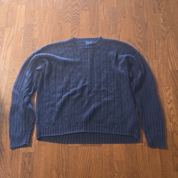 Vintage Towncraft Navy Crewneck Cable Knit Sweater XXL