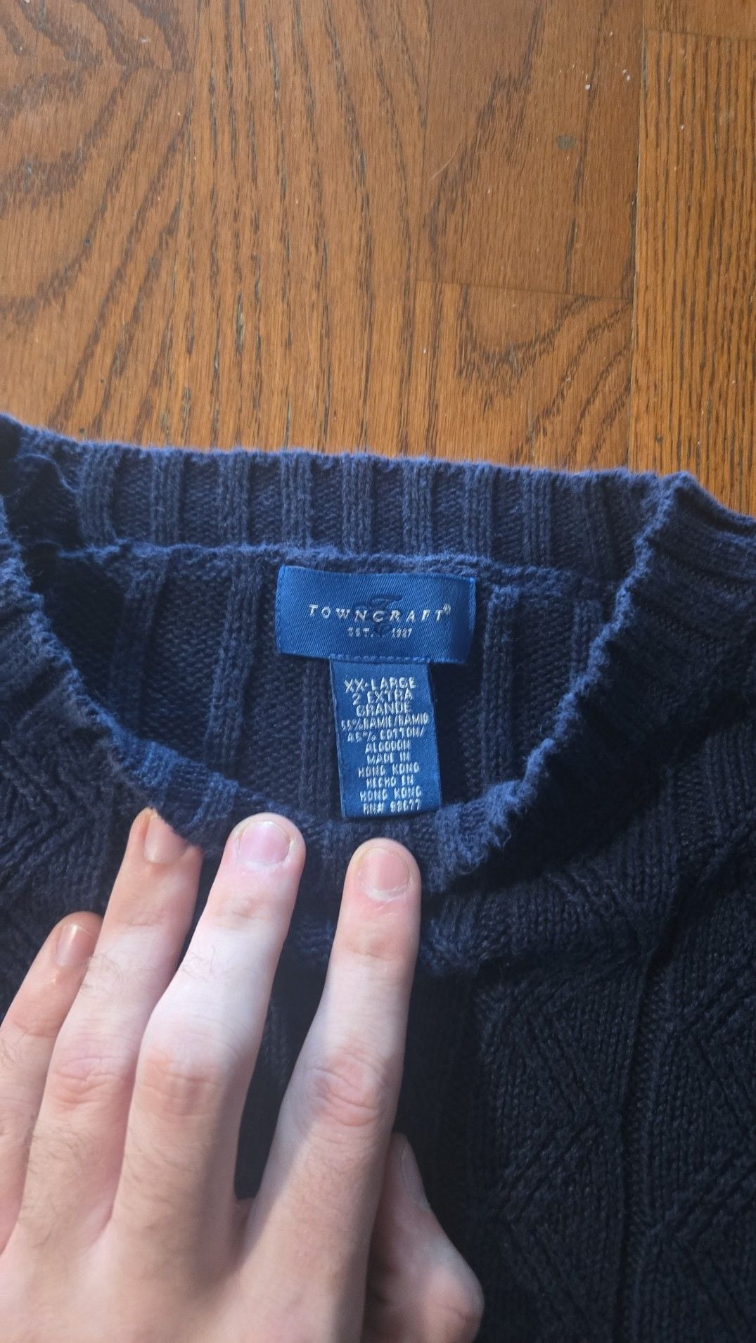 Vintage Towncraft Navy Crewneck Cable Knit Sweater XXL 3