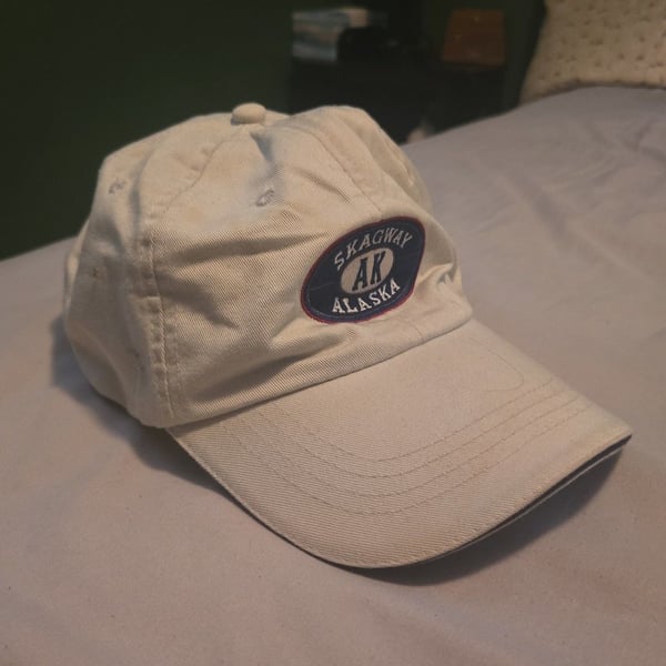 Vintage Skagway Alaska White Cotton Dad Hat Strapback Cap