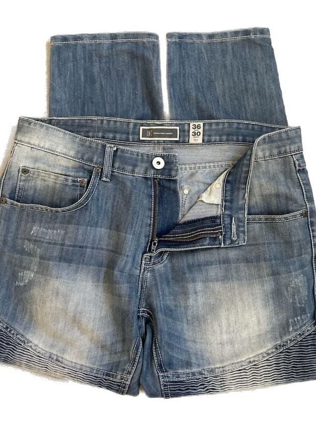 INC International Concepts Men's 36x30 Blue Distressed Biker Moto Jeans 2