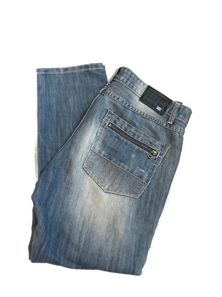 INC International Concepts Men's 36x30 Blue Distressed Biker Moto Jeans 5