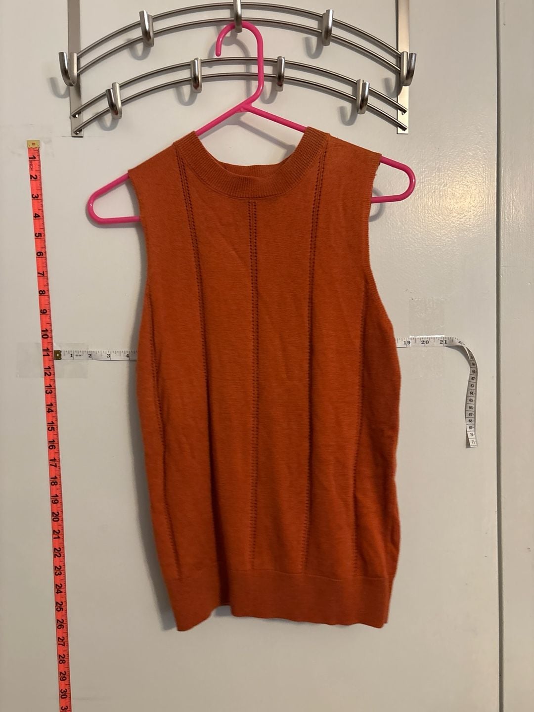 Crescent Orange Pointelle Stitch Sleeveless 2