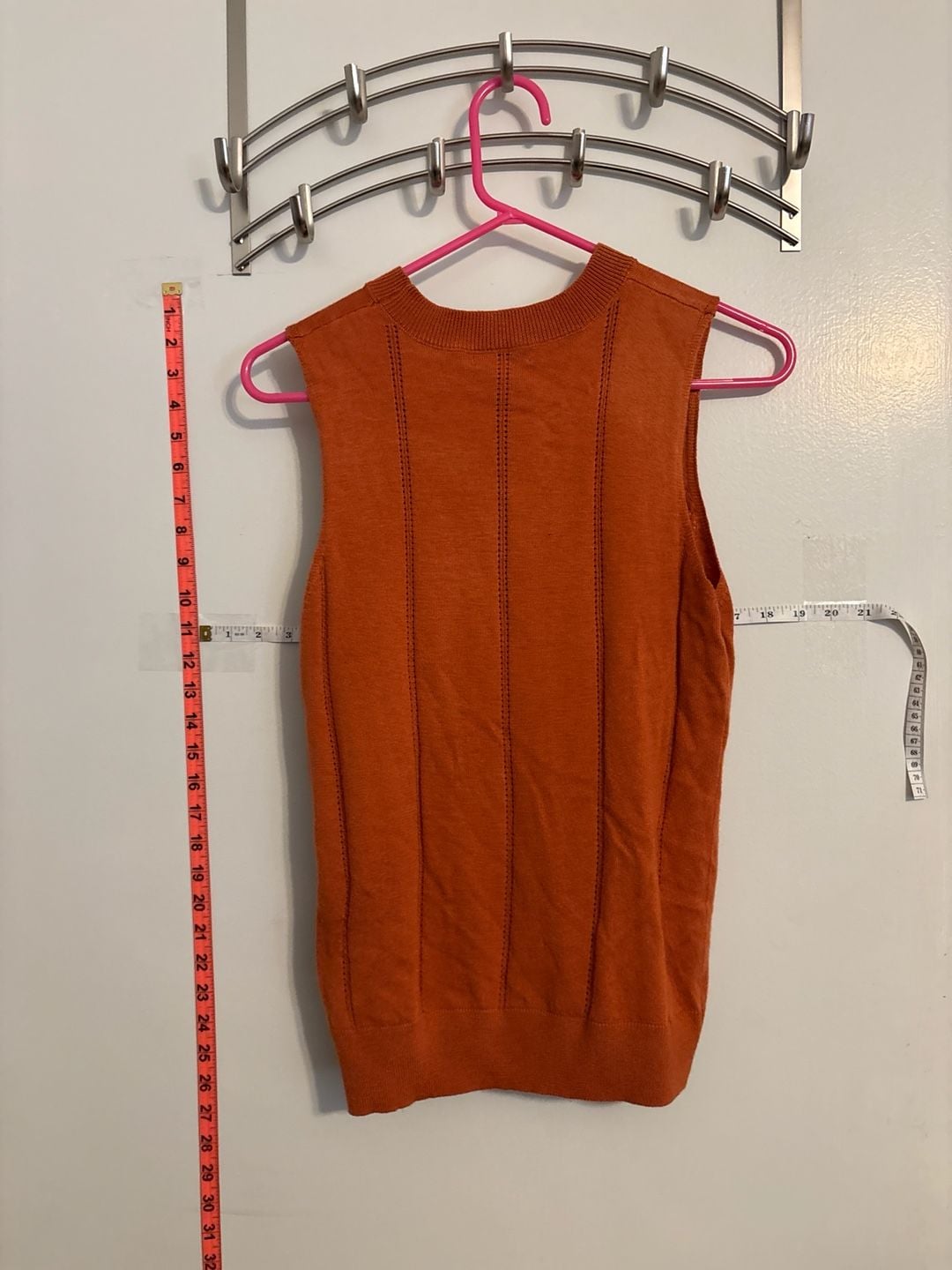 Crescent Orange Pointelle Stitch Sleeveless 3