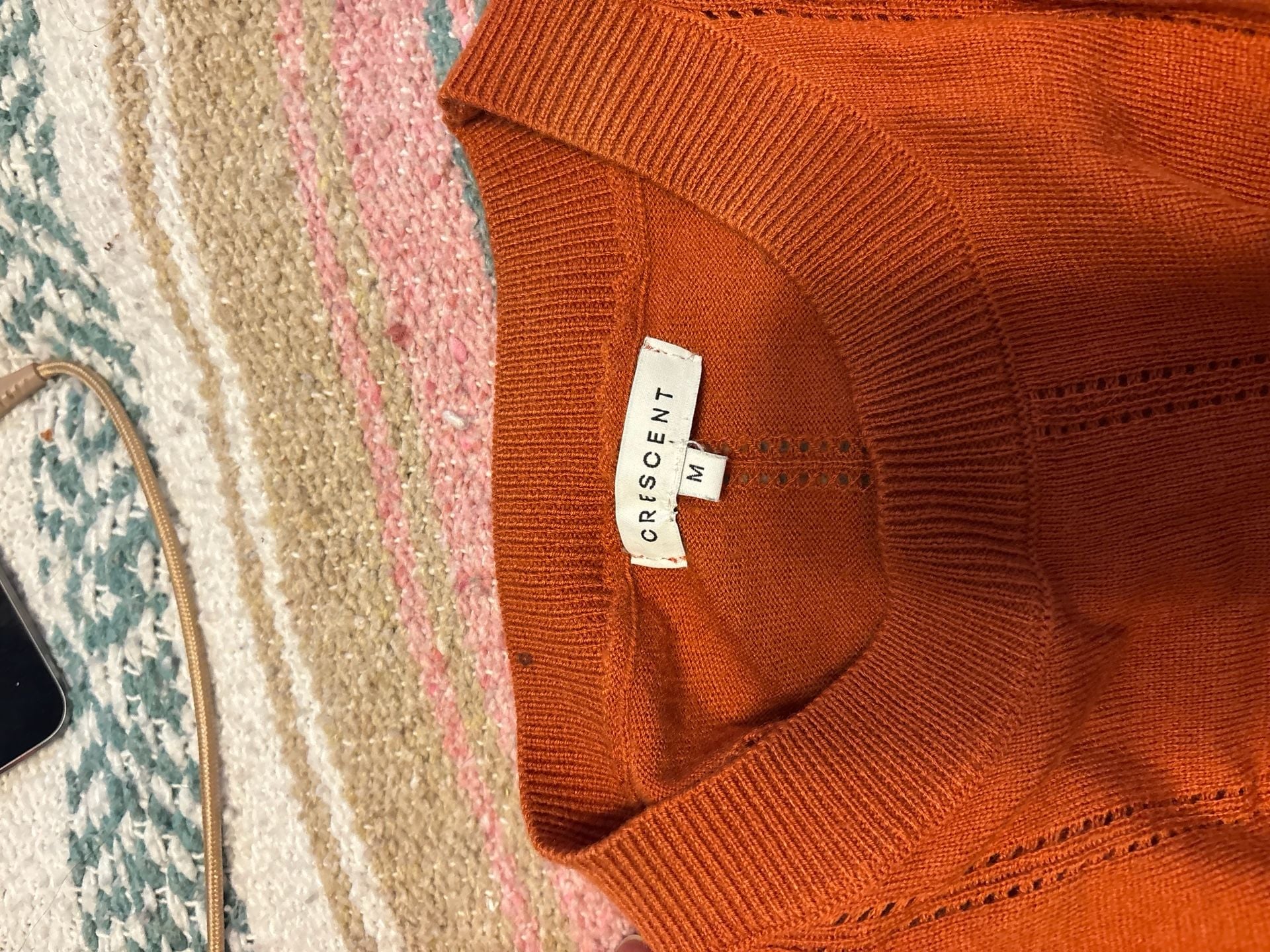 Crescent Orange Pointelle Stitch Sleeveless 4