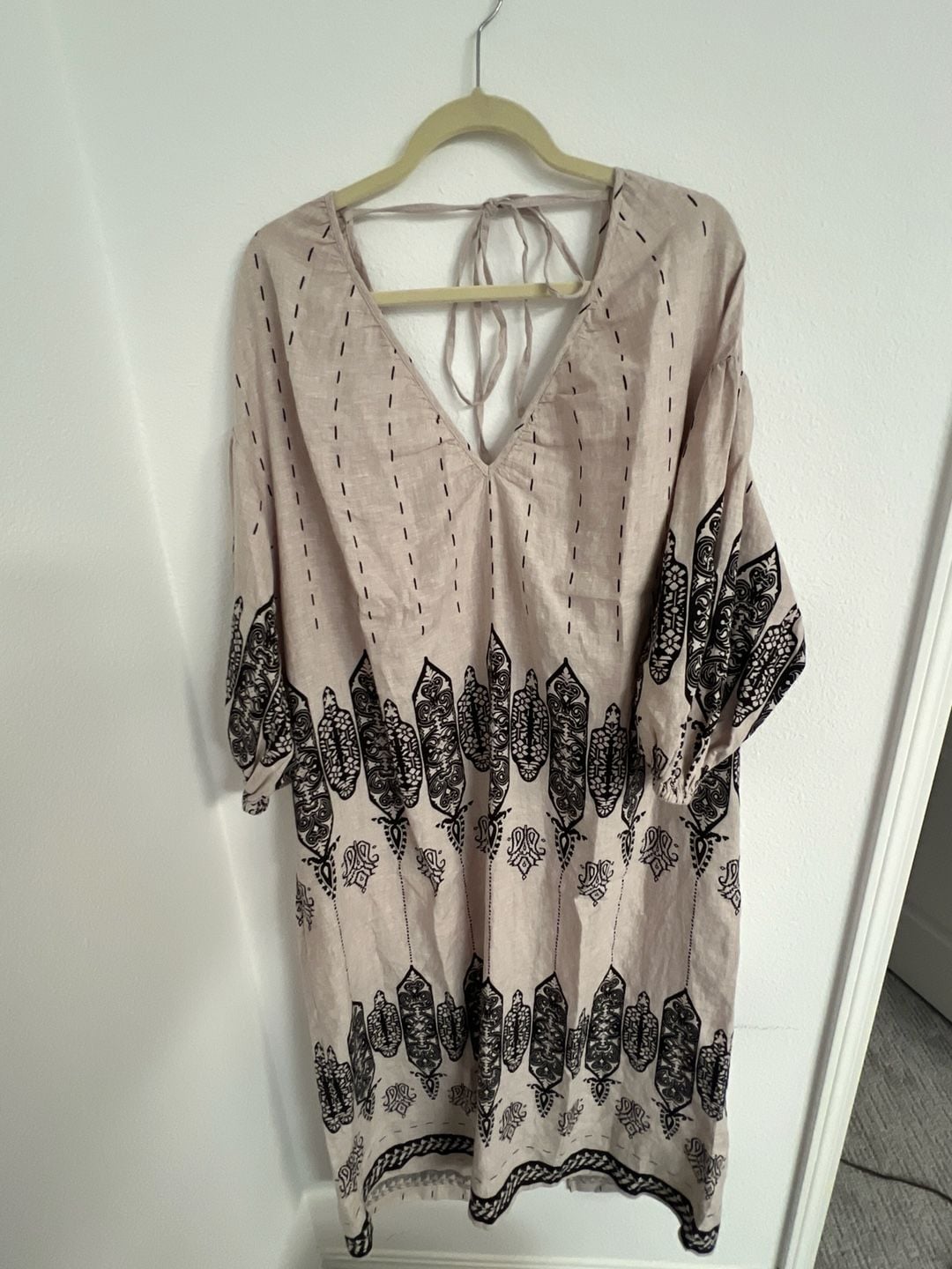 Banana Republic Embroidered Linen V-Neck Dress 3