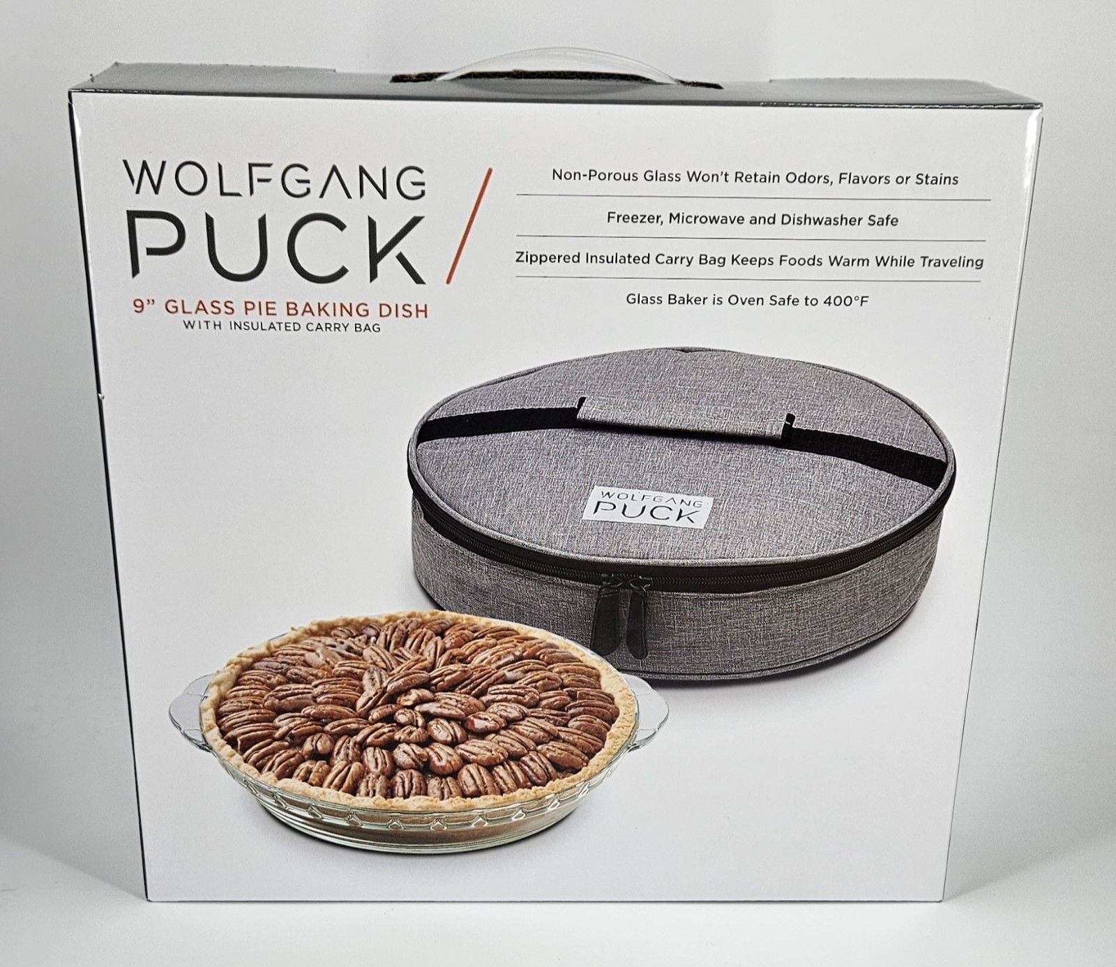 Wolfgang Puck 9" Glass Pie Baking Dish with Insulated Carry Bag - New in Box 1