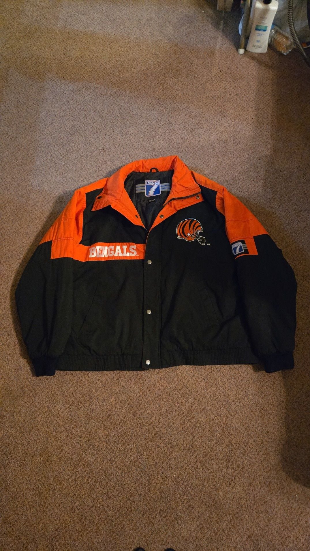 Vintage 90s Cincinnati Bengals Logo 7 NFL Full Zip Winter Jacket Men's Large 2