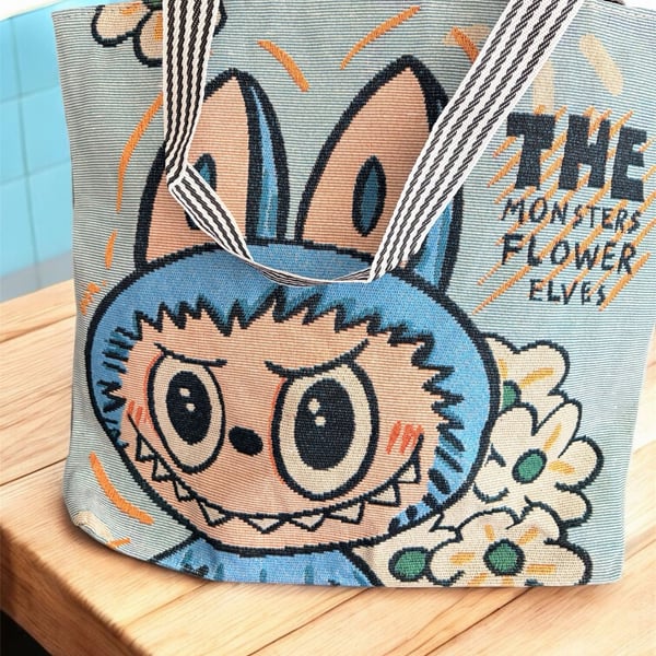 The Monsters Flower Elves Cartoon Canvas Tote Bag aize 15x17"