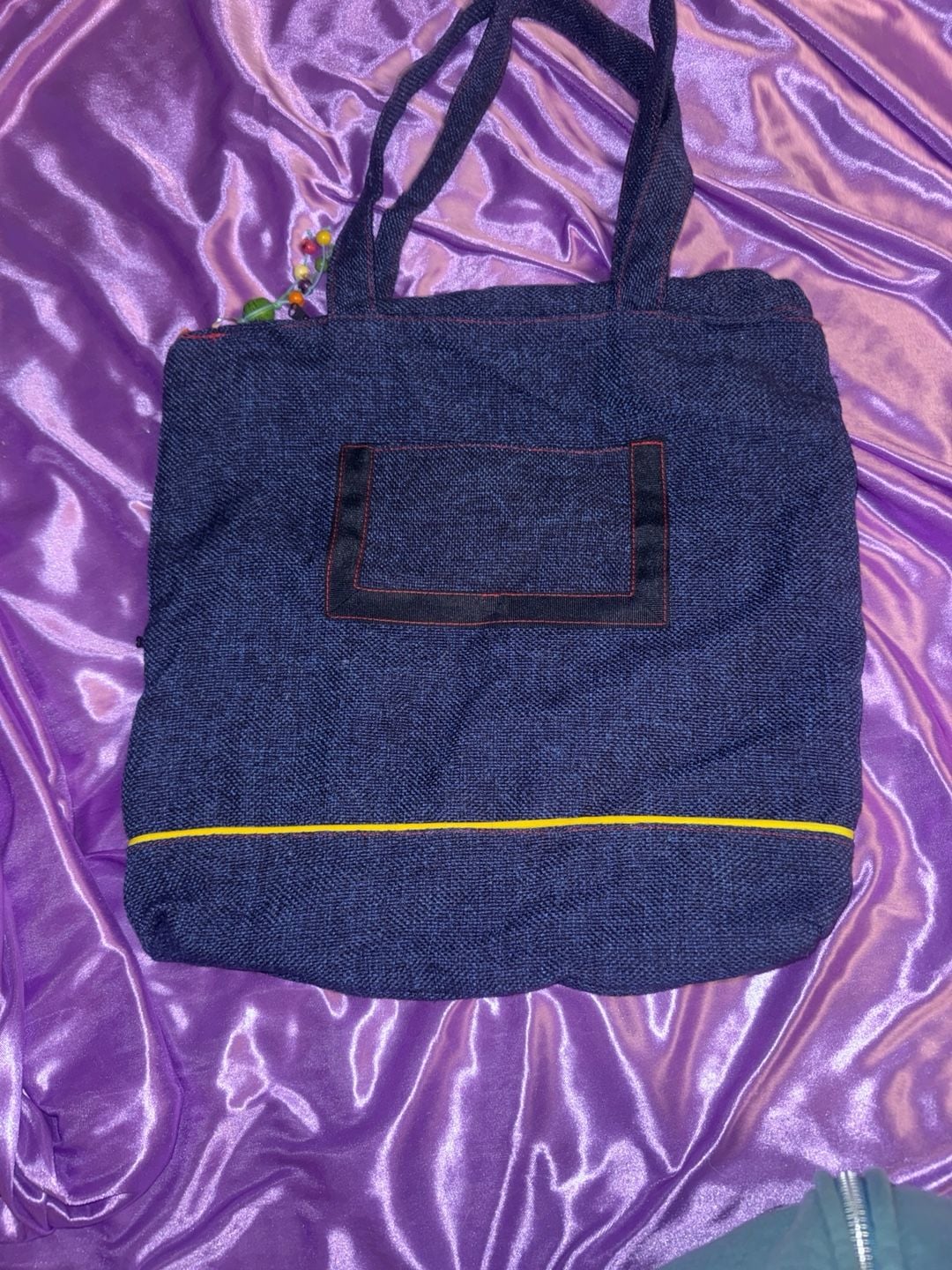 Colombian Embroidered Canvas Tote Bag with Multi-Color Woven Accent 4