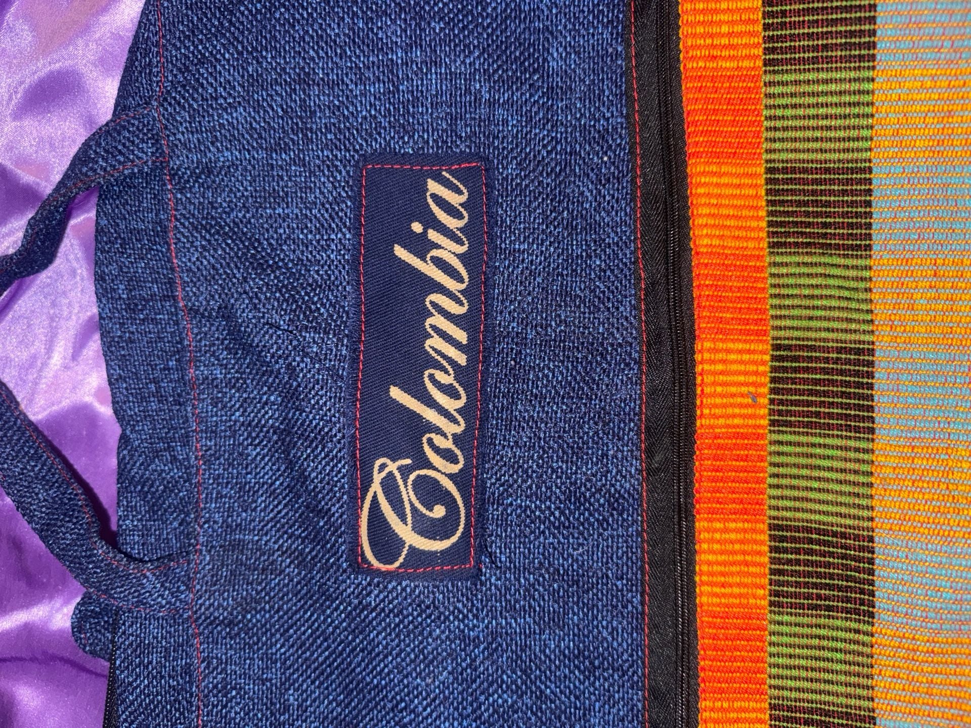 Colombian Embroidered Canvas Tote Bag with Multi-Color Woven Accent 9