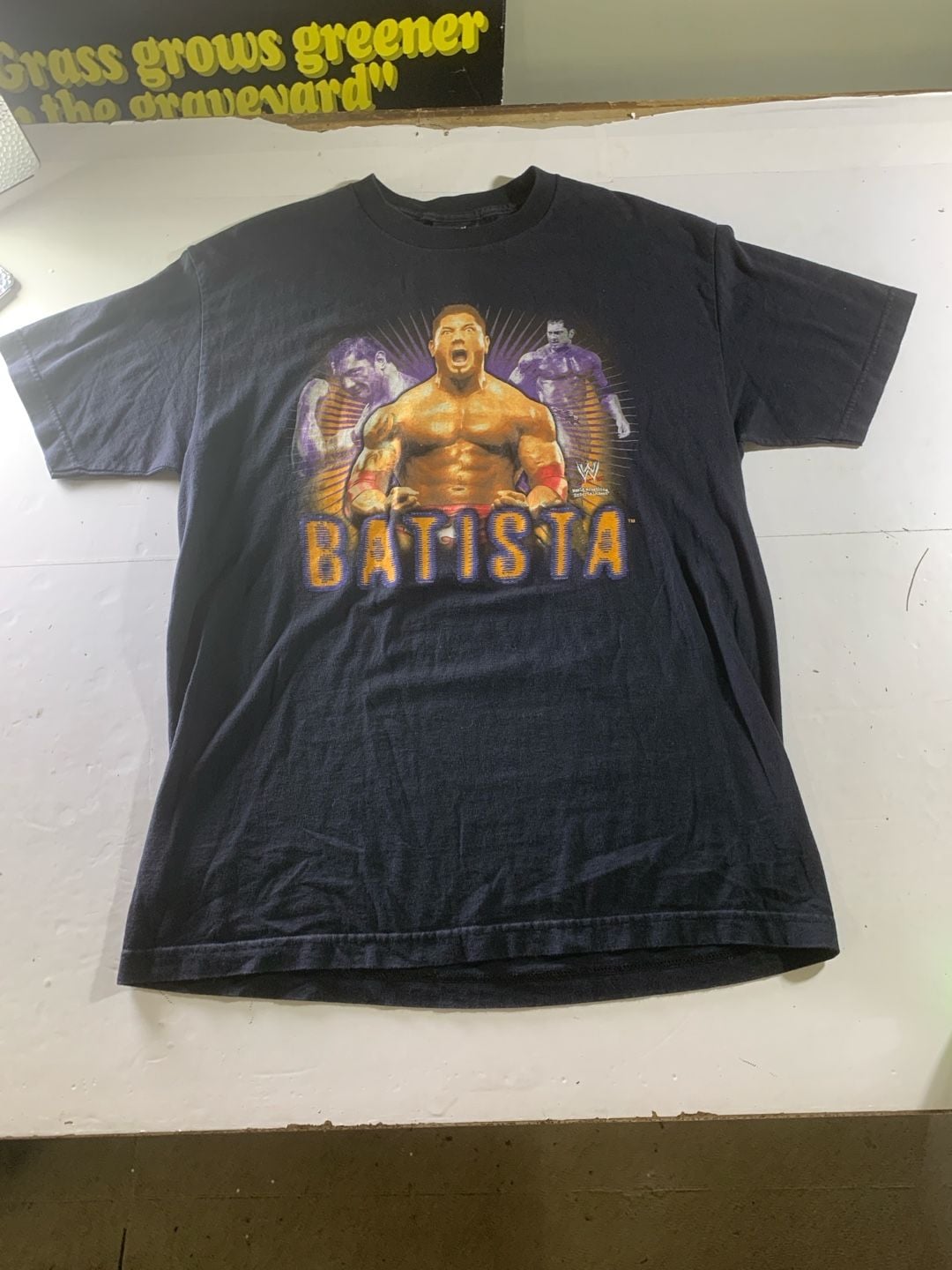 Vintage 2002 WWE Batista "Attitude Guaranteed" T-Shirt Size Medium, OF 2