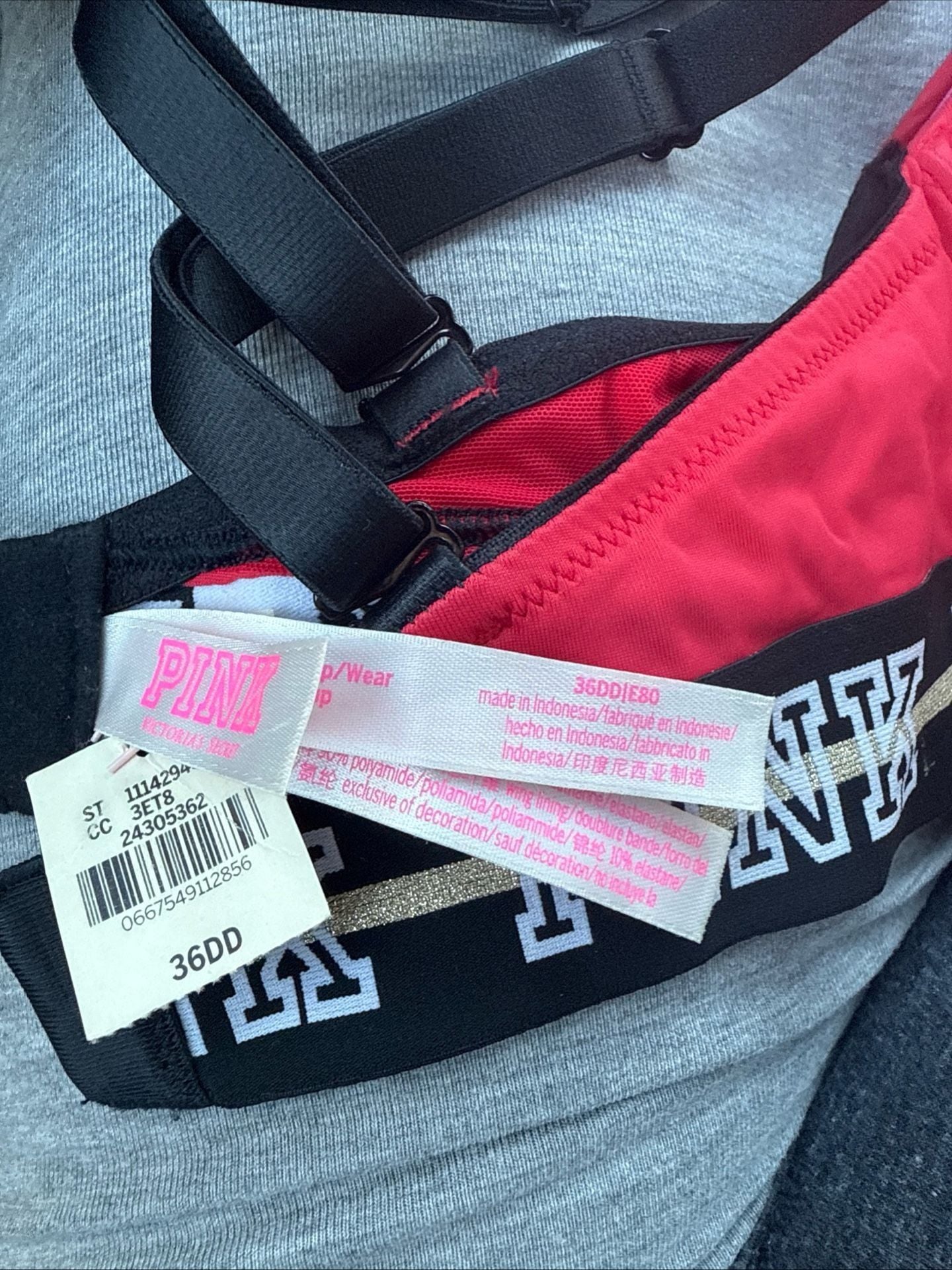 Victoria's Secret PINK Red Wear Everywhere Push-Up Bra - 36DD NWT 1