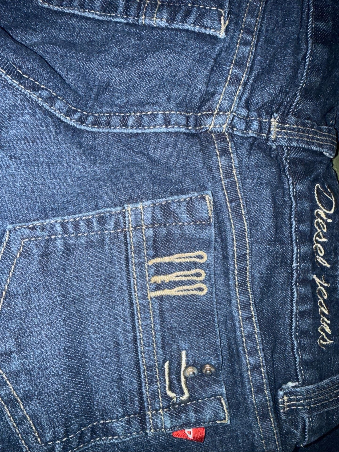 Vintage Diesel Industry Blue Denim Jeans Size 27 Pink Waist Lining 1