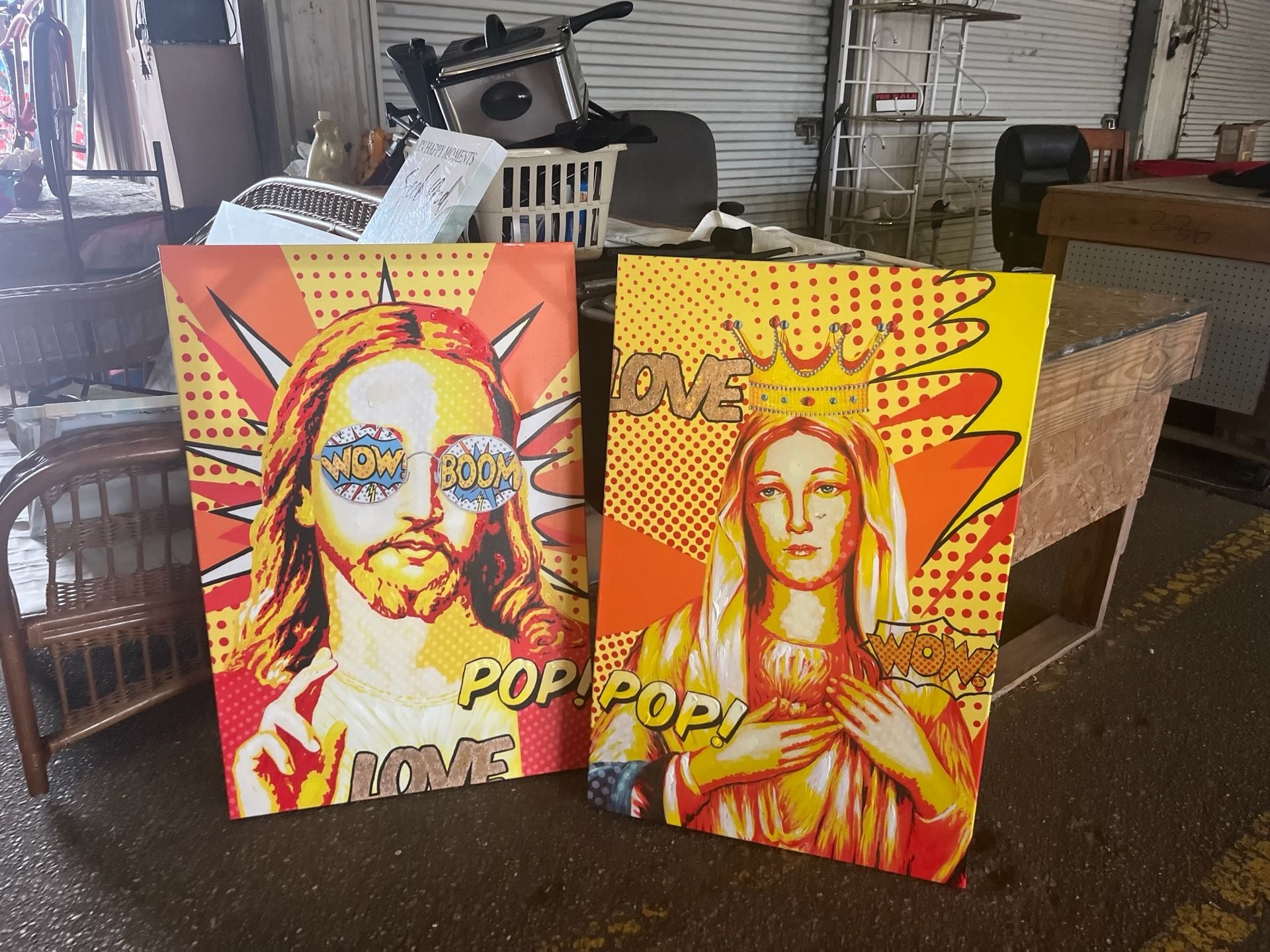 Sacred Heart Jesus and Mary Pop Art Canvas Duo Set 1