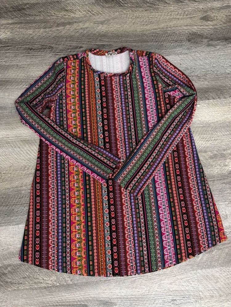 Show Me Your Mumu Mellow John Bell Tunic Sweater in Multi-Striped Boho Pattern 2
