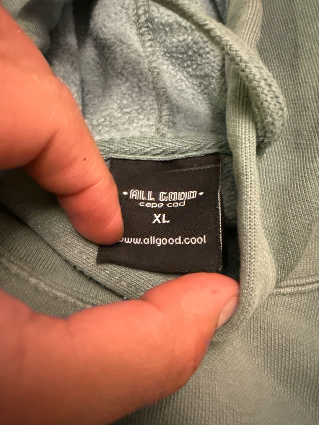 ALL GOOD Cape Cod Pigment Dyed Vintage Hoodie Sage Green XL 8