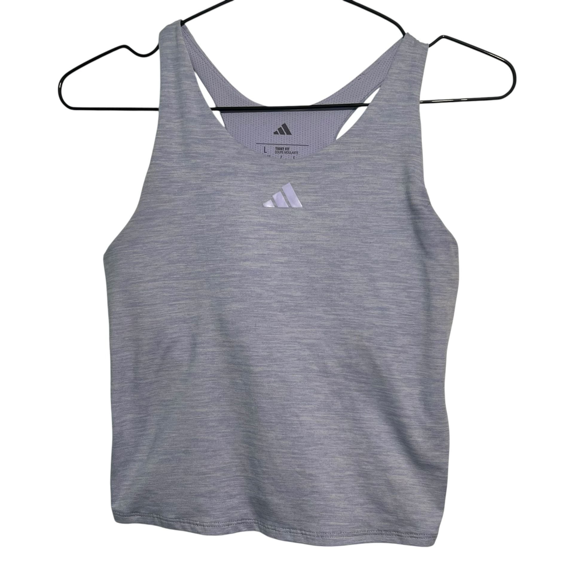 Adidas Women's Tight Fit Aeroready Racerback Crop Tank Top in Heathered Purple 2