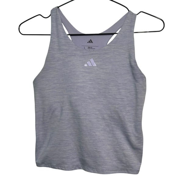 Adidas Women's Tight Fit Aeroready Racerback Crop Tank Top in Heathered Purple