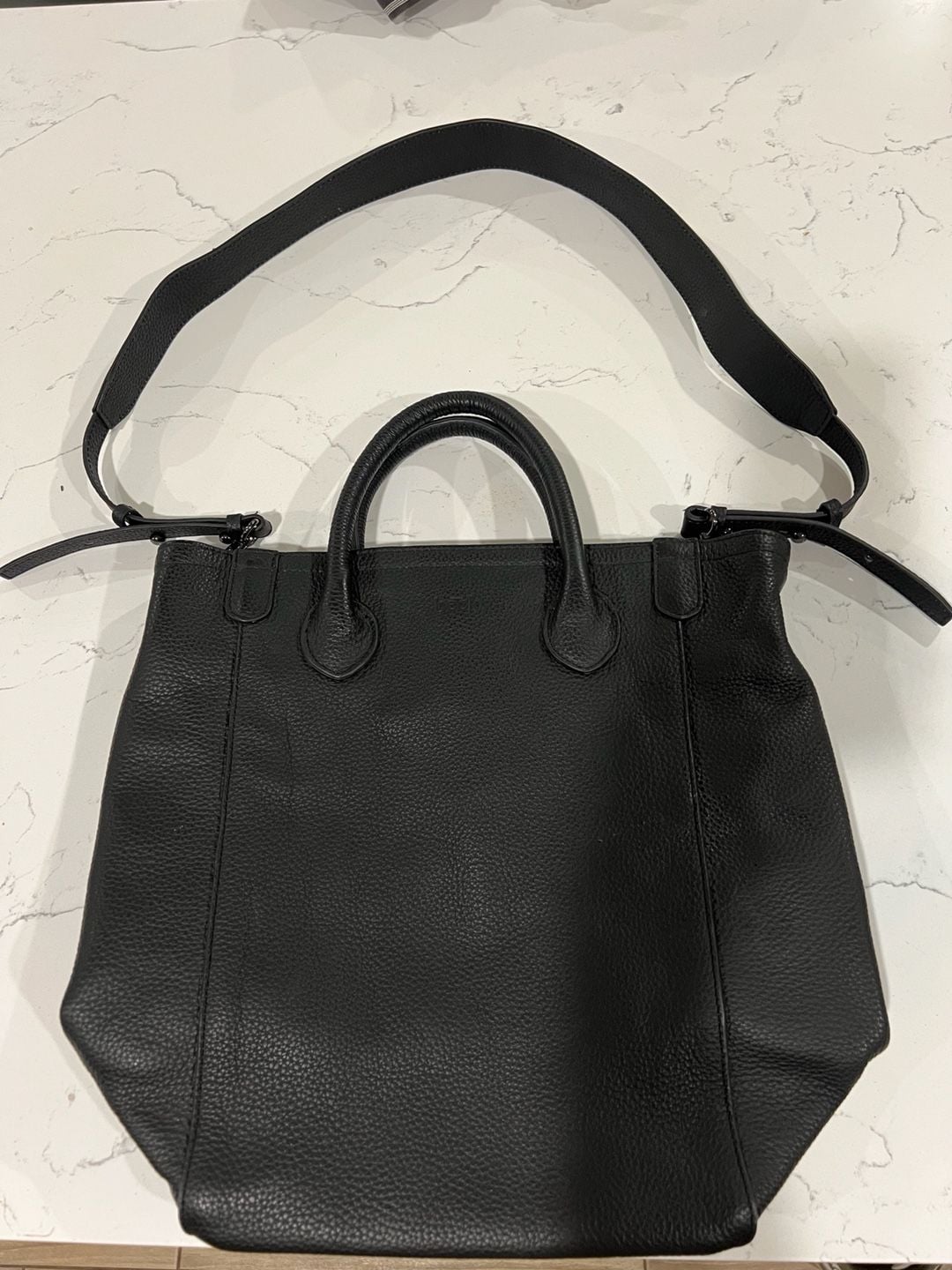 Beck Bags Lou Crossbody Black Pebbled Leather Large Tote 2
