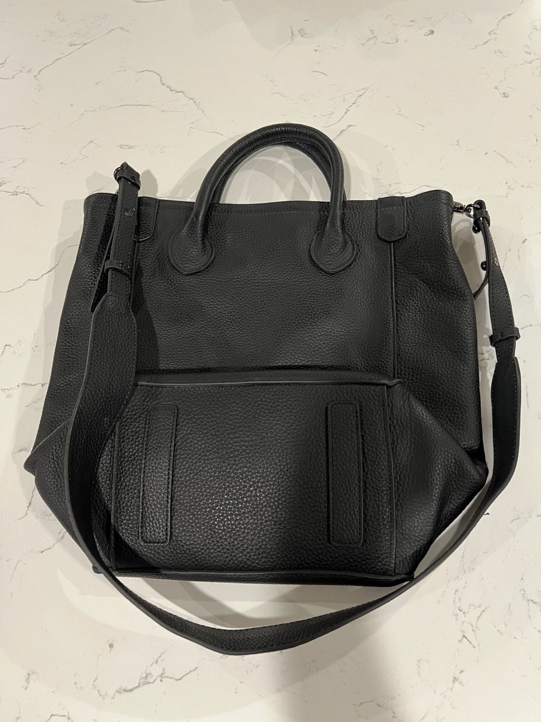 Beck Bags Lou Crossbody Black Pebbled Leather Large Tote 4