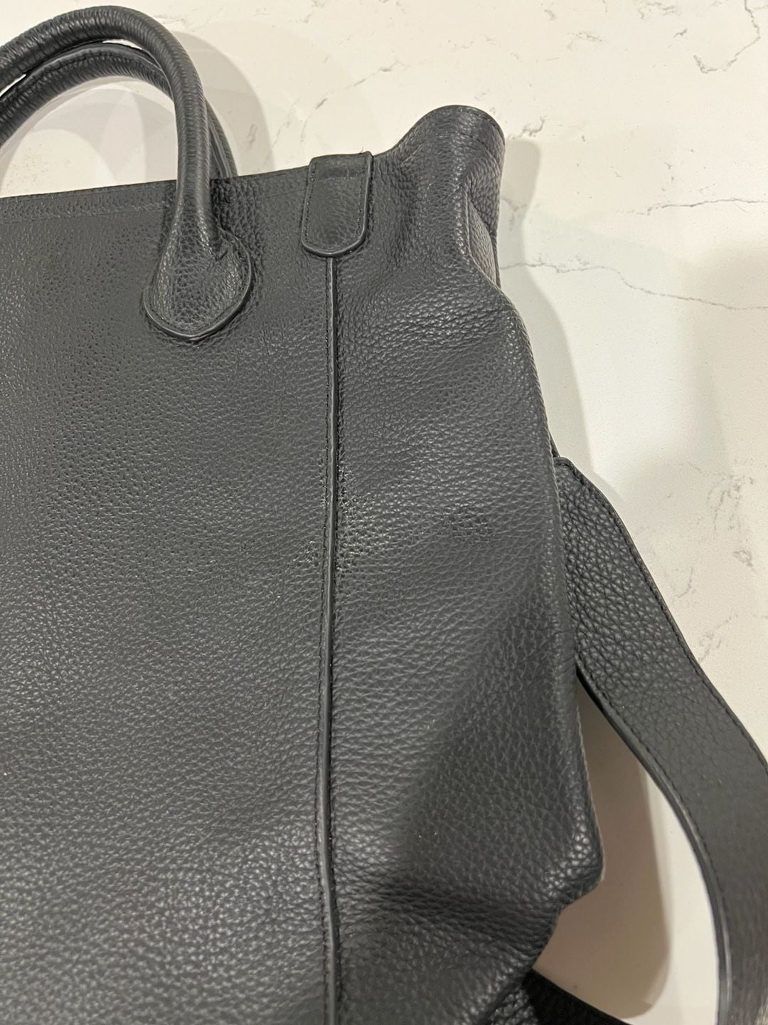Beck Bags Lou Crossbody Black Pebbled Leather Large Tote 5