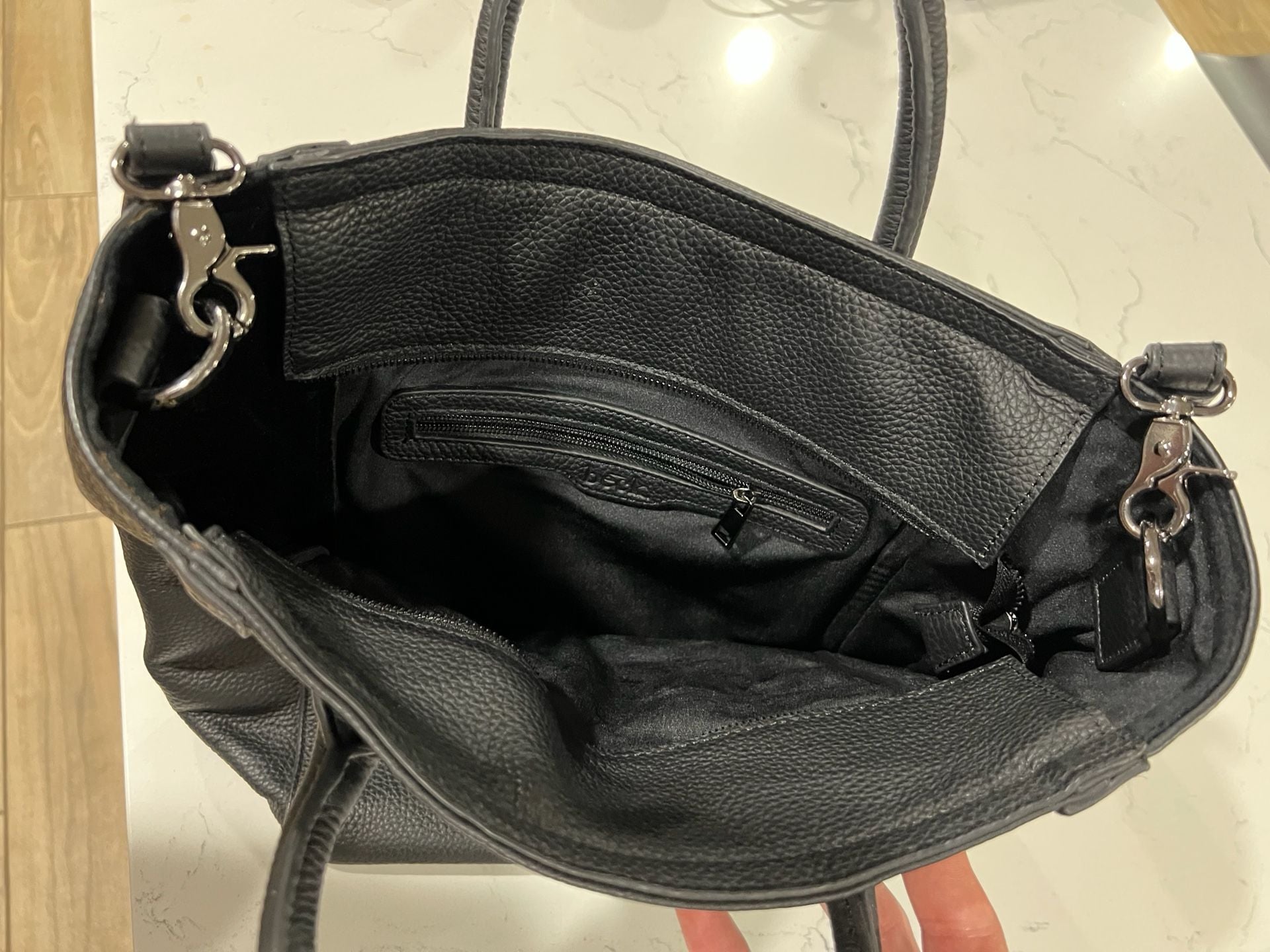 Beck Bags Lou Crossbody Black Pebbled Leather Large Tote 7