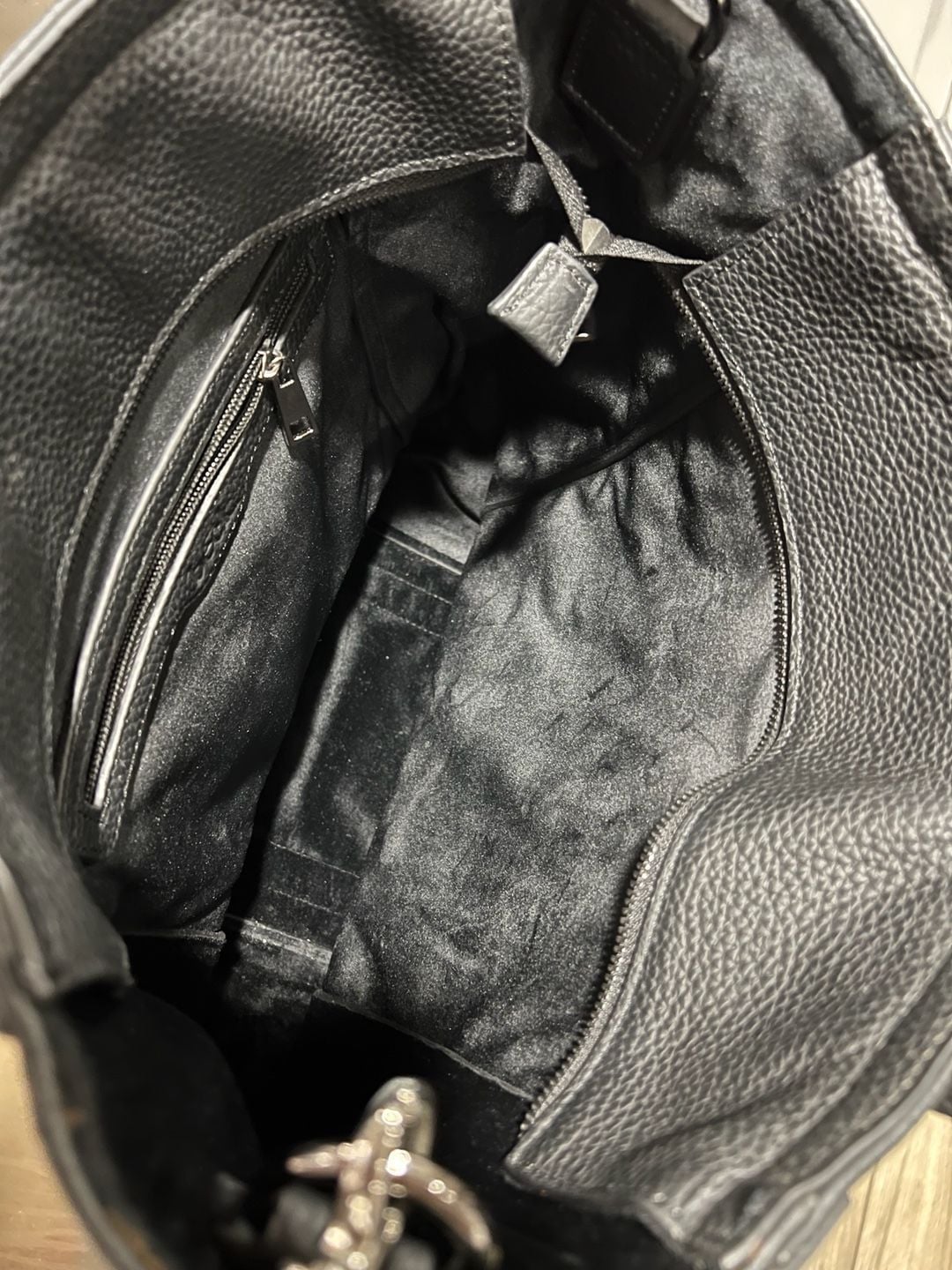 Beck Bags Lou Crossbody Black Pebbled Leather Large Tote 9