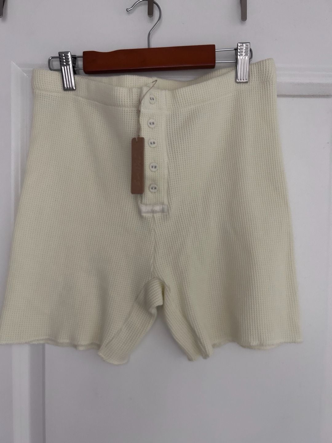NWT SKIMS Waffle Knit Pajama Shorts in Cream XL 2