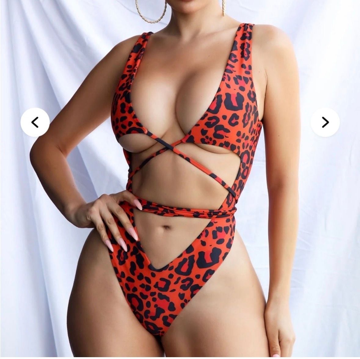 Fashion Nova Vitamin Sea Red Leopard Cutout One Piece Swimsuit 2