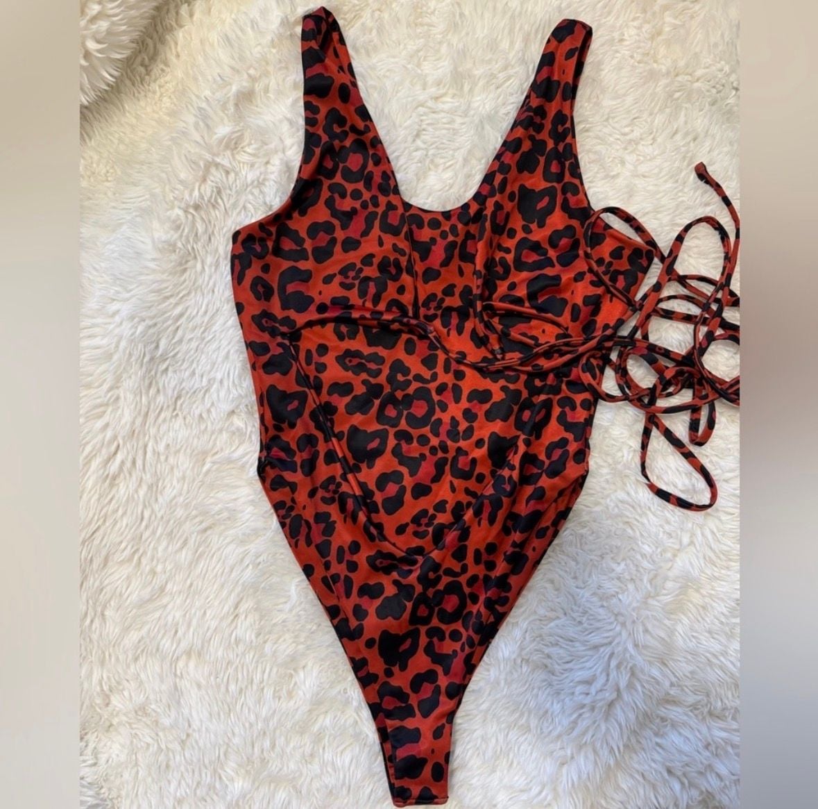 Fashion Nova Vitamin Sea Red Leopard Cutout One Piece Swimsuit 4