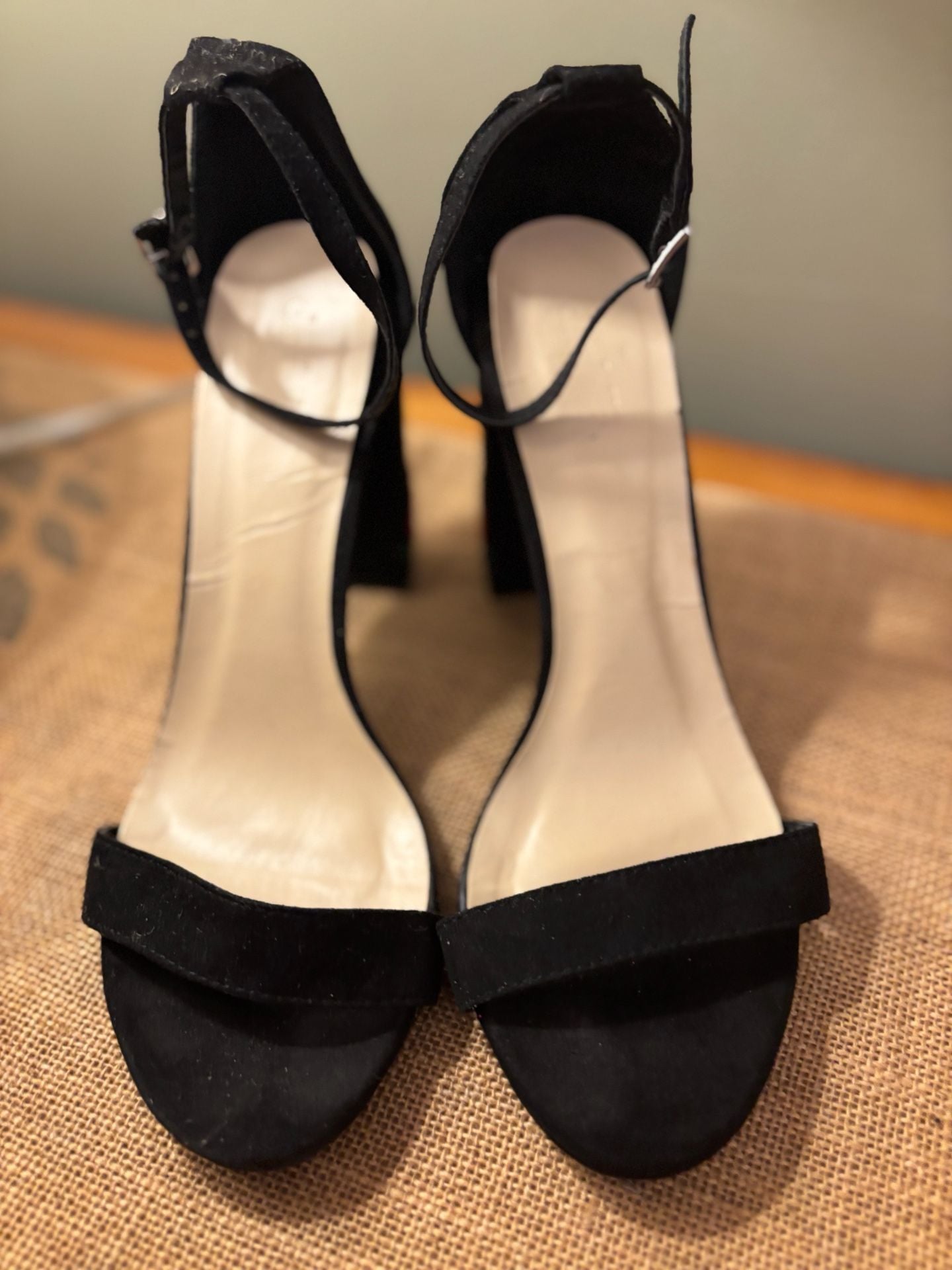 Lulus Felora Black Suede Embroidered Rose Block Heel Sandals 4