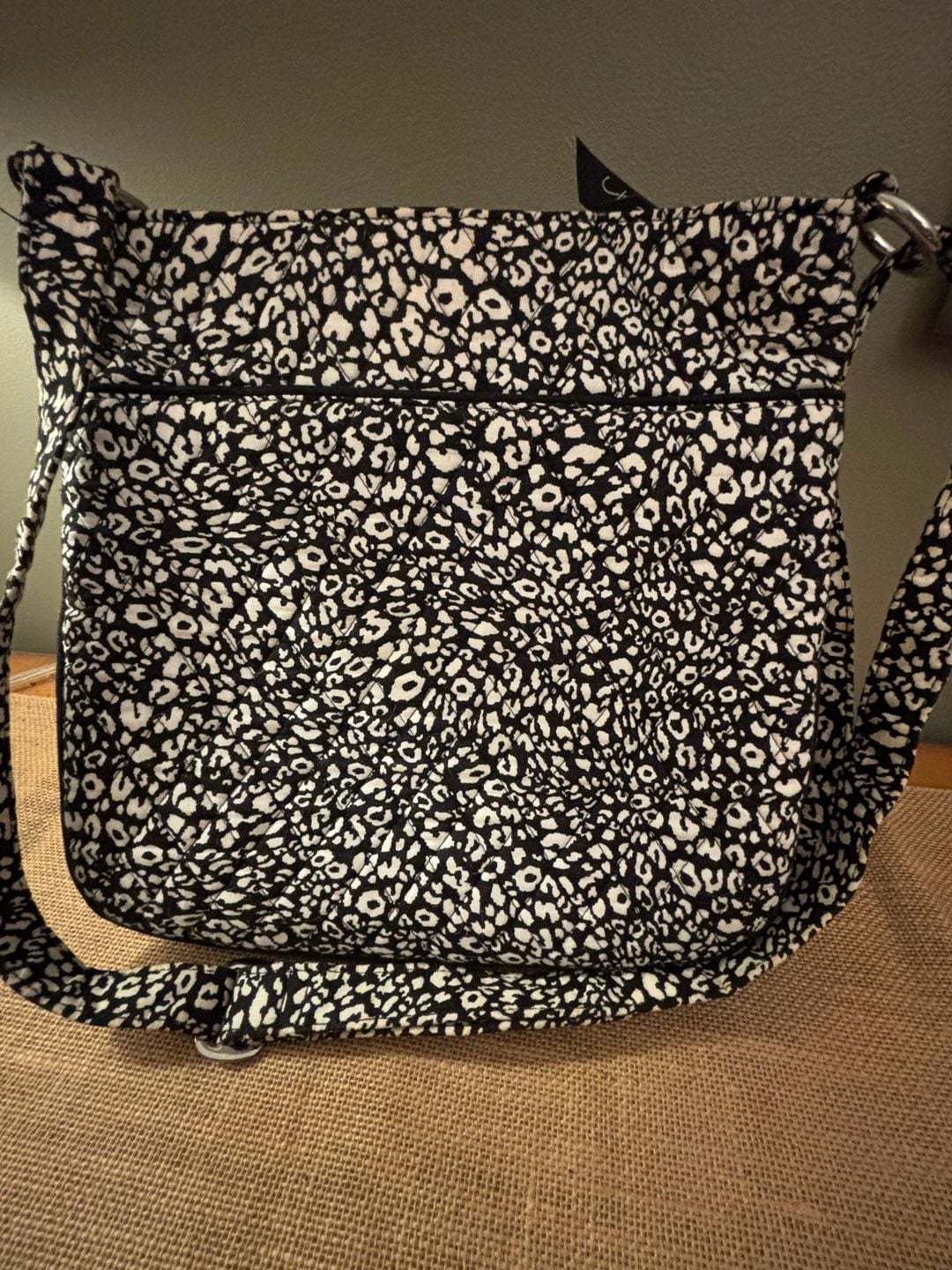 Vera Bradley Zip Hipster Crossbody in Camocat Black & White Animal Print 3