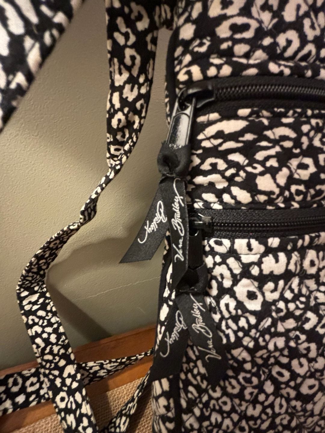 Vera Bradley Zip Hipster Crossbody in Camocat Black & White Animal Print 4