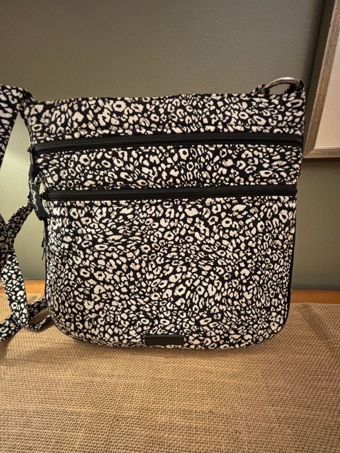 Vera Bradley Zip Hipster Crossbody in Camocat Black & White Animal Print 2