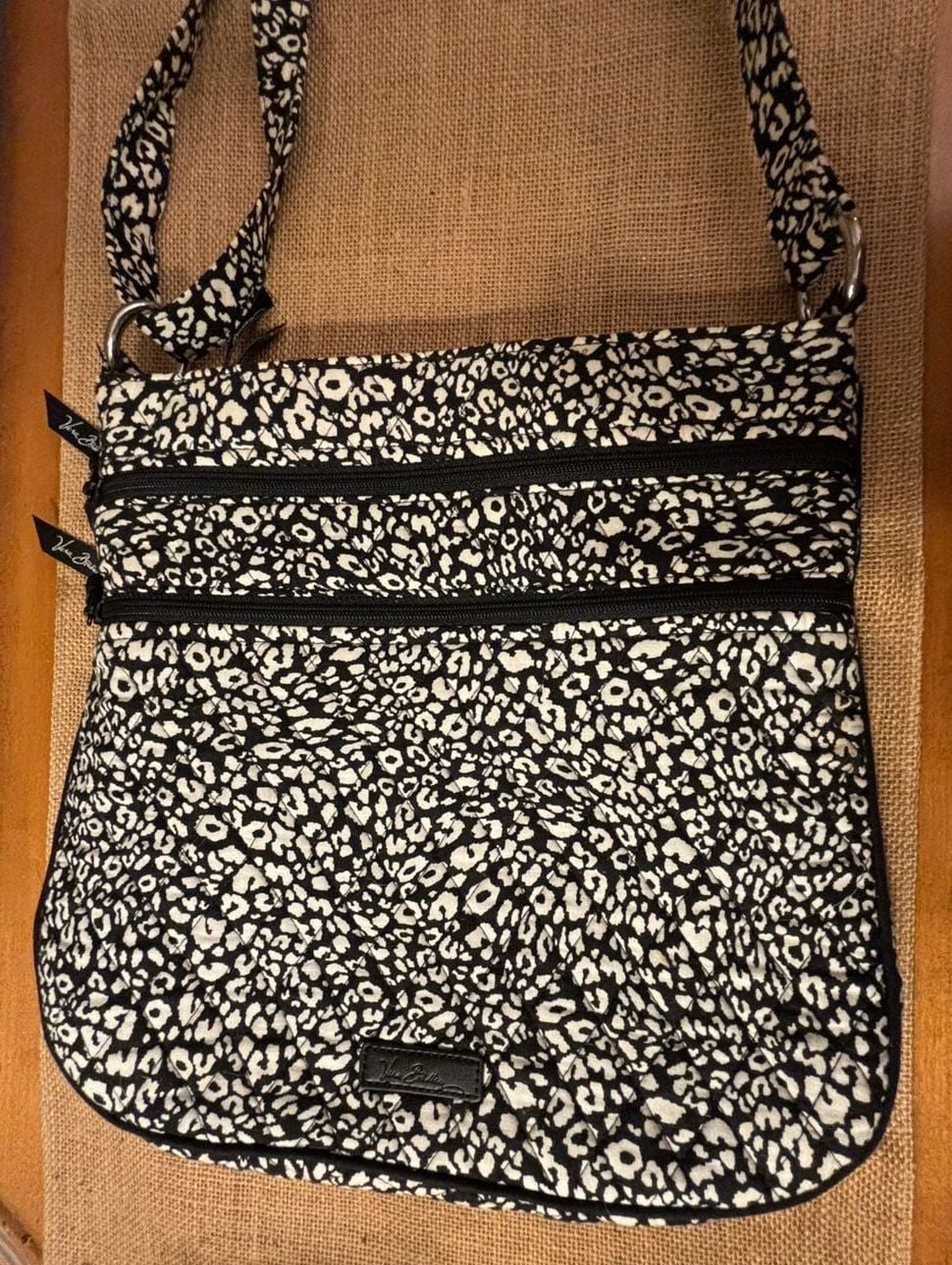 Vera Bradley Zip Hipster Crossbody in Camocat Black & White Animal Print 8