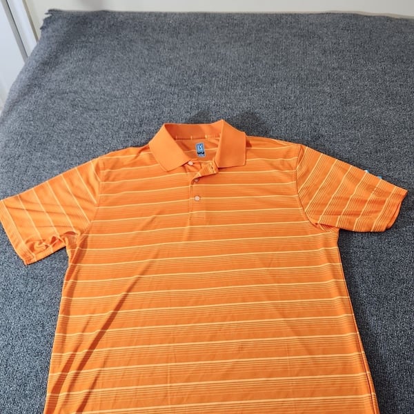 PGA Tour Men's XL Orange Striped Short Sleeve Golf Polo Shirt