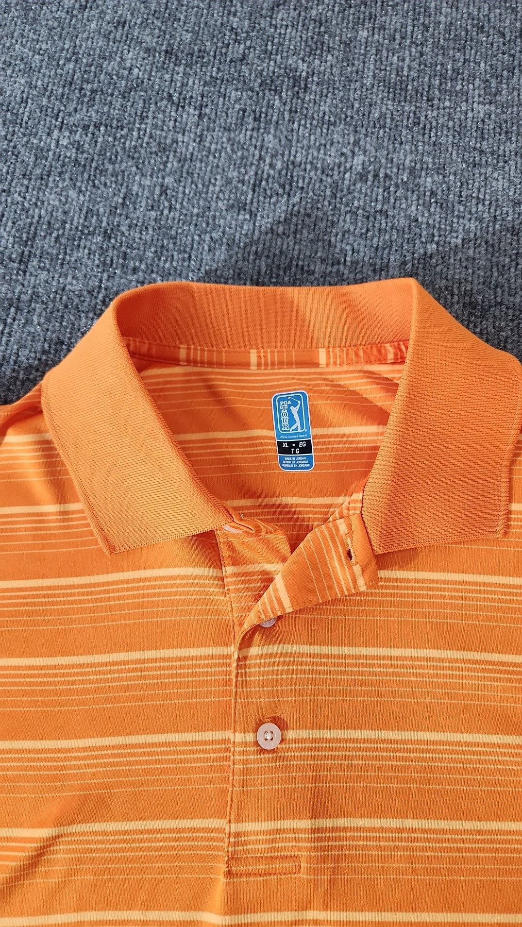 PGA Tour Men's XL Orange Striped Short Sleeve Golf Polo Shirt 3