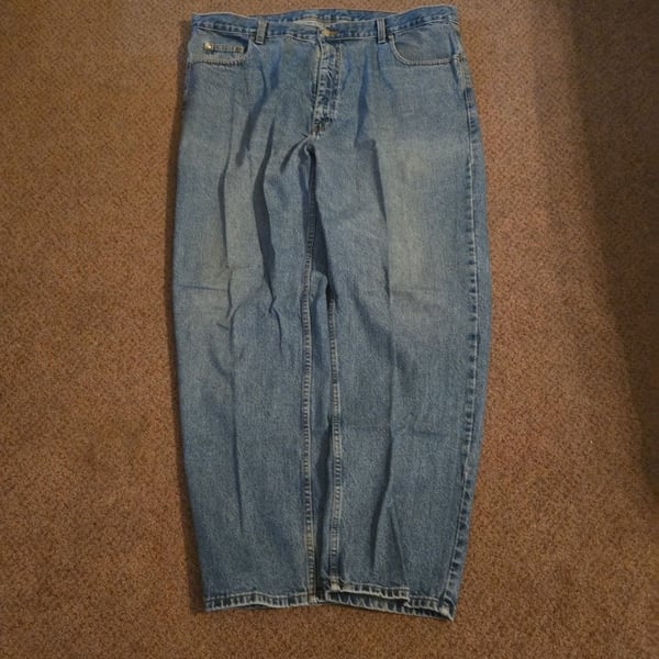 Vintage Anchor Blue Baggy Loose Fit Denim Jeans 42 x 32 Light Wash