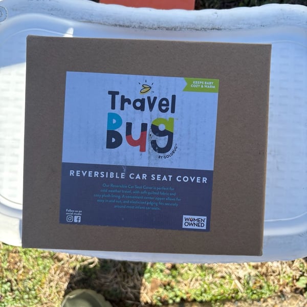 Travel Bug by Goldbug Reversible Infant Car Seat Cover - Quilted and Plush Lining