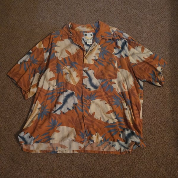 Banana Cabana Men's 100% Silk Hawaiian Floral Short Sleeve Button Up Shirt XXL