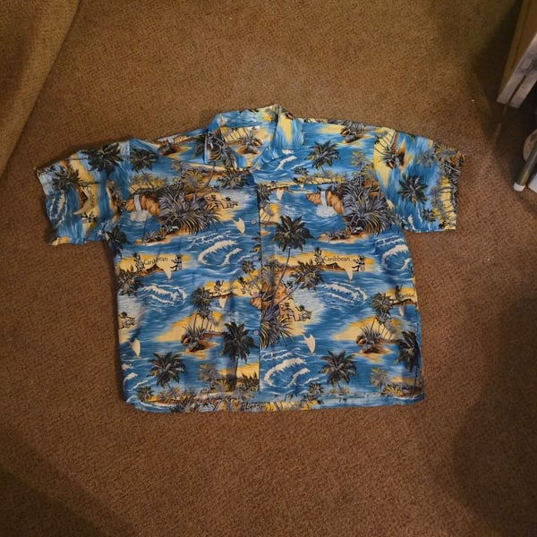 Rima Caribbean Tropical Beach Scenes Hawaiian Aloha Shirt XXL